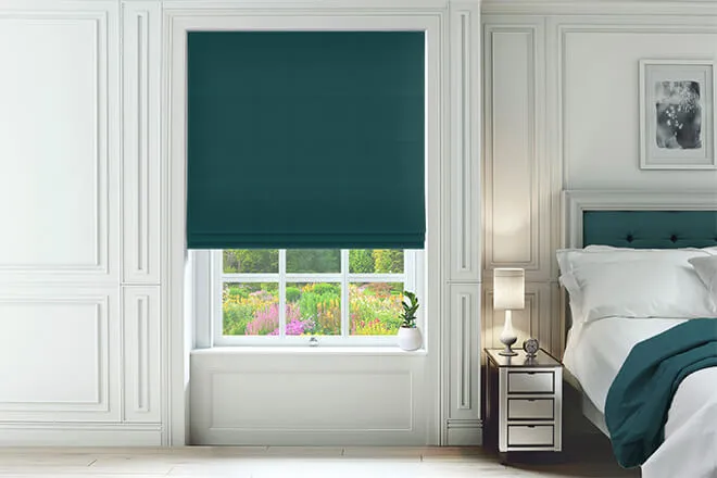 Omni Peacock - Velvet Twist Fit No Drill Roman Blind