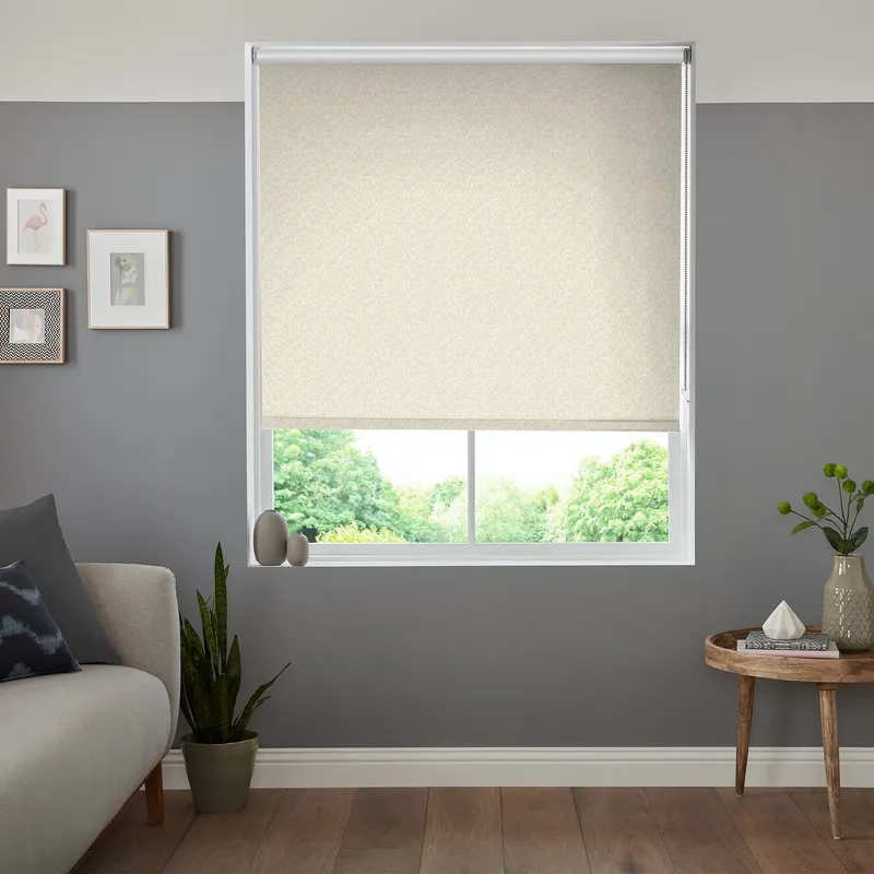 Insta Fit No Drill Zinnia Blackout Cream Roller Blinds - Fit In 30 Sec