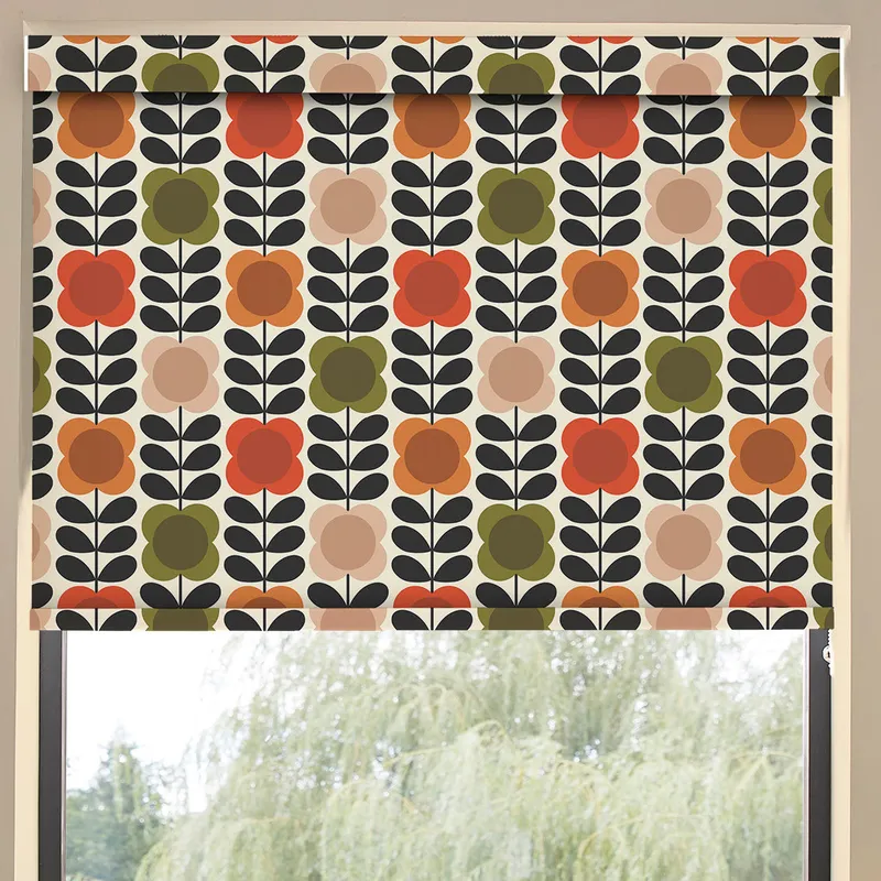Orla Kiely Spot Flower Stem Translucent Made To Measure Roller Blind Tomato Pink