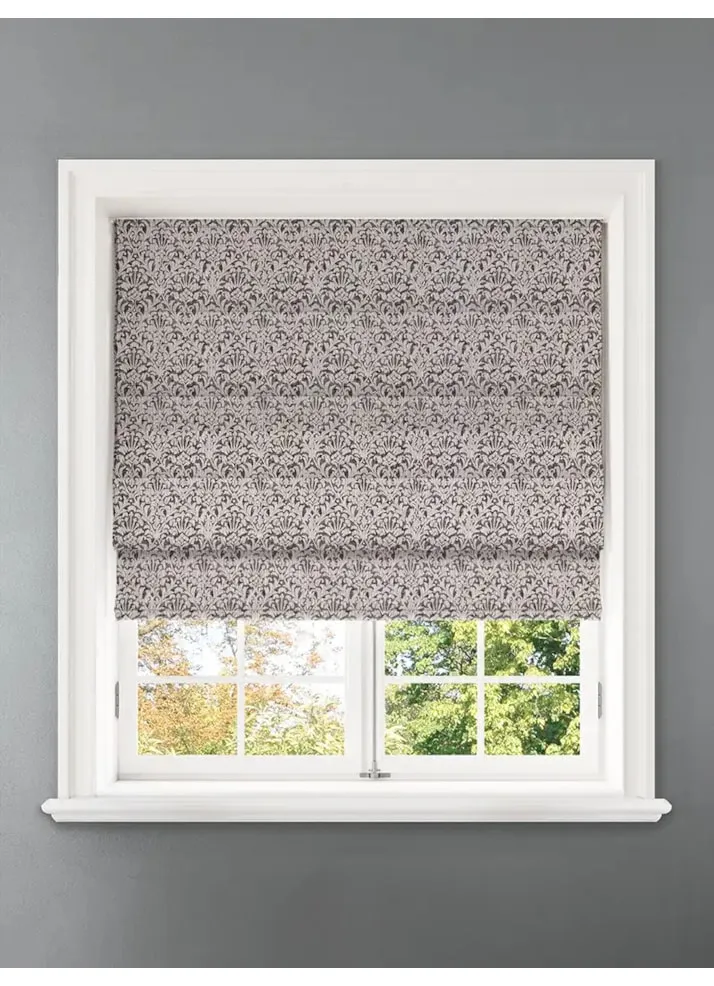 Opulent Charcoal Damask Roman Blind
