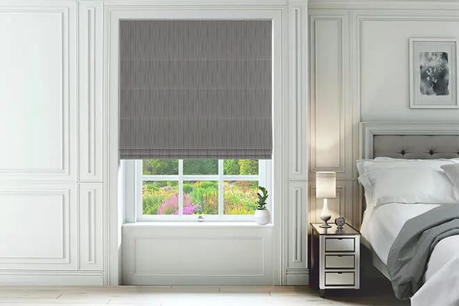 Simone Grey - Stripe Patterned Roman Blind
