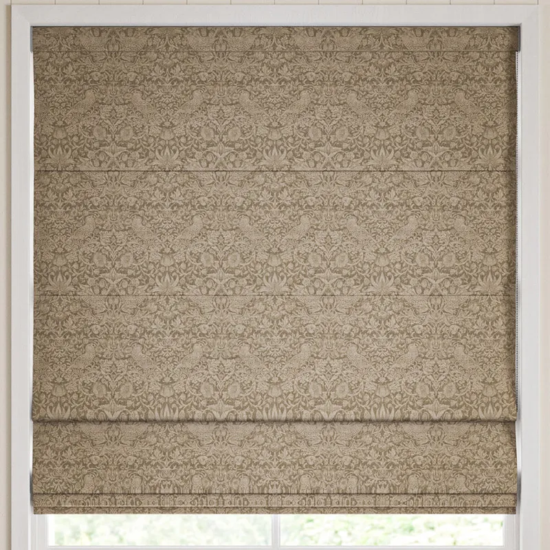 William Morris Strawberry Thief Woven Made To Measure Roman Blind Walnut