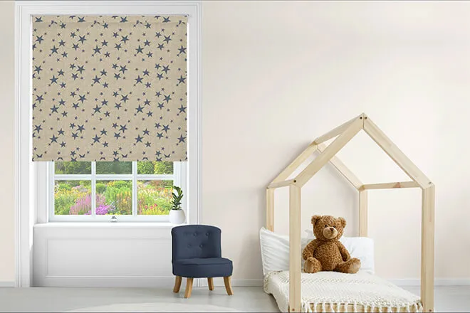 Emily Bond St Maws Indigo - Designer Roller Blind