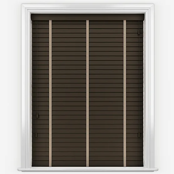 Bamboo Smoked Walnut With Clay Tapes Wooden Venetian Blinds