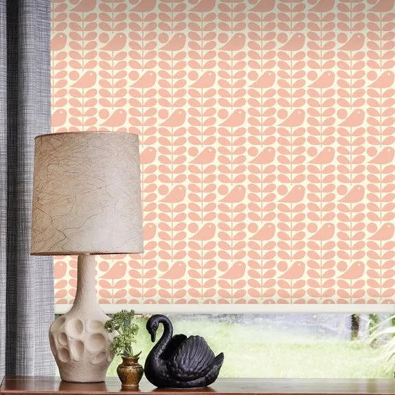 Orla Kiely Early Bird Made To Measure Roller Blind Pale Rose