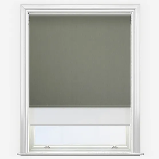 Double Roller Fusion Blackout Pewter & White Double Roller Blind