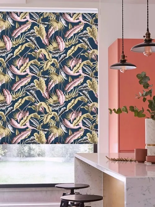 Venezuela Marine Tropical Leaf Roller Blind By Boon &Amp; Blake