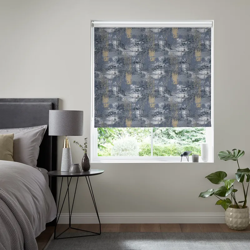 Insta Fit No Drill Adventure Blackout Denim Roller Blinds - Fit In 30