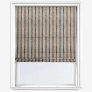 Emily Bond Block Printed Stripe Blue & Red Roman Blind