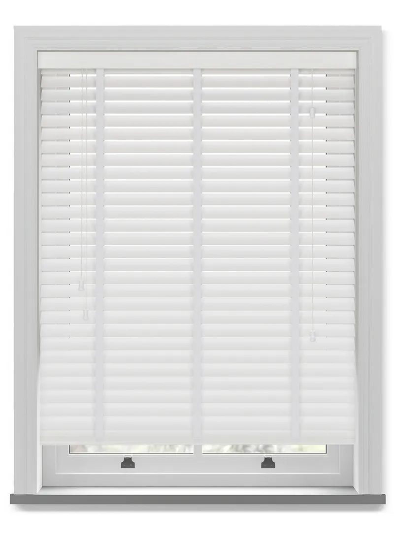 Off White Taped Faux Wood Blind