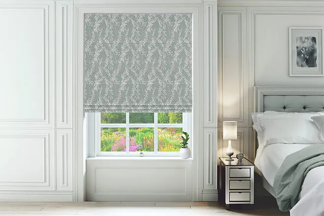 Carlisle Dusty Teal - Floral Roman Blind