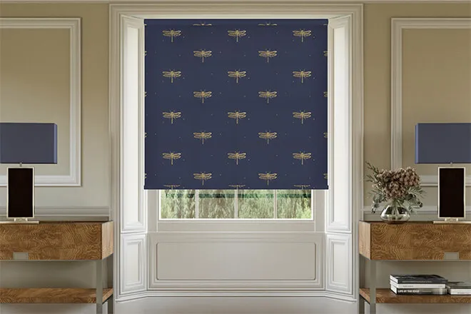 Sara Miller Dragonfly Navy - Designer Roller Blind