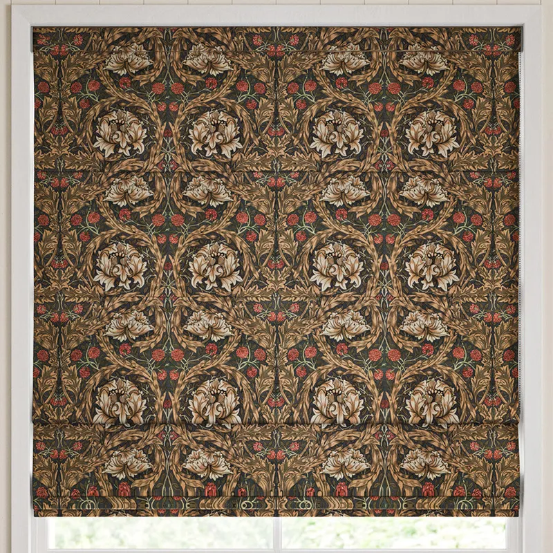 William Morris African Marigold Velvet Made To Measure Roman Blind Walnut