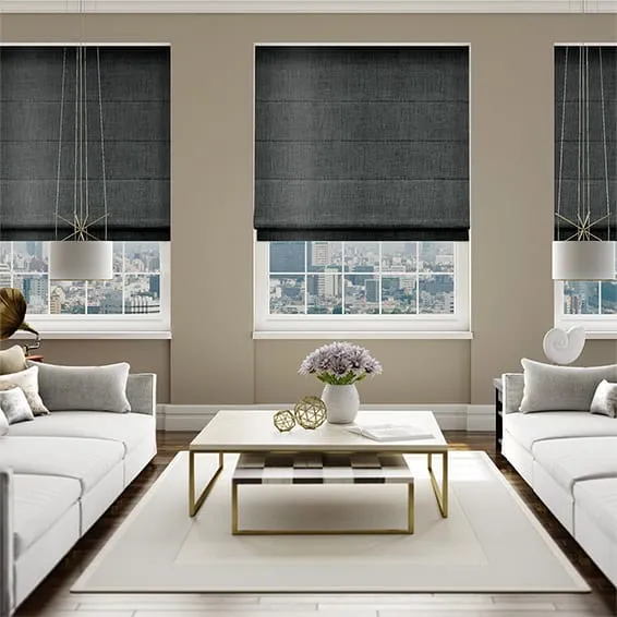 Dujour Velvet Gunmetal Grey Roman Blind