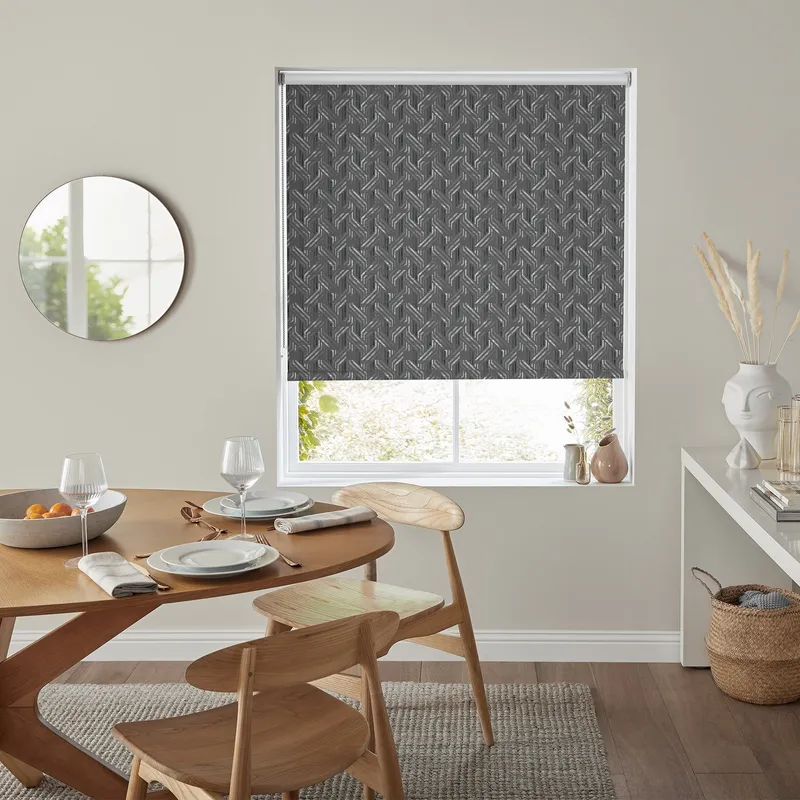 Insta Fit No Drill Simetric Blackout Charcoal Roller Blinds - Fit In 3