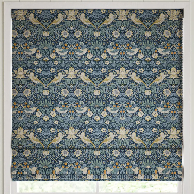 William Morris Strawberry Thief Made To Measure Roman Blind Woad