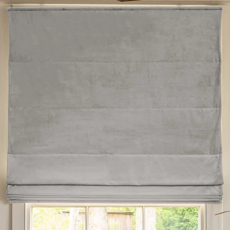 Linda Barker Elsie Velvet Made To Measure Roman Blind Silver