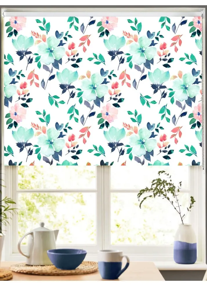 Mint Blossom Floral Roller Blind