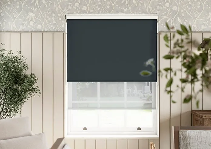 Rimini (Blackout) Black & Optima Tide - Double Roller Blind