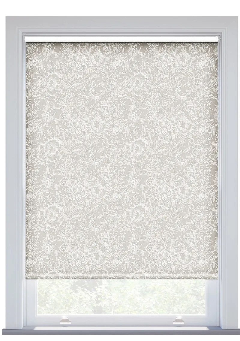 Morris & Co Pure Poppy Embroidery Sheer White Roller Blind