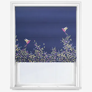 Sara Miller Hummingbird Border Deep Navy Roman Blind