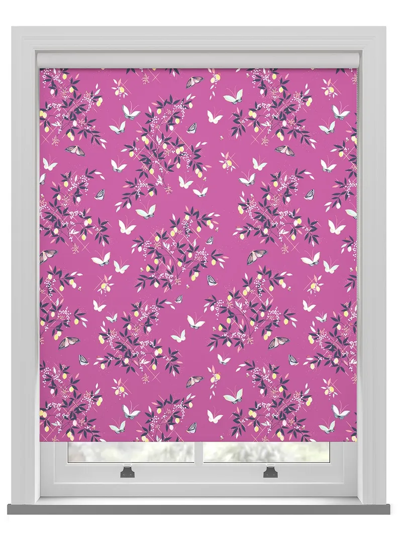 Sara Miller Butterflies & Trellis Purple Roller Blind