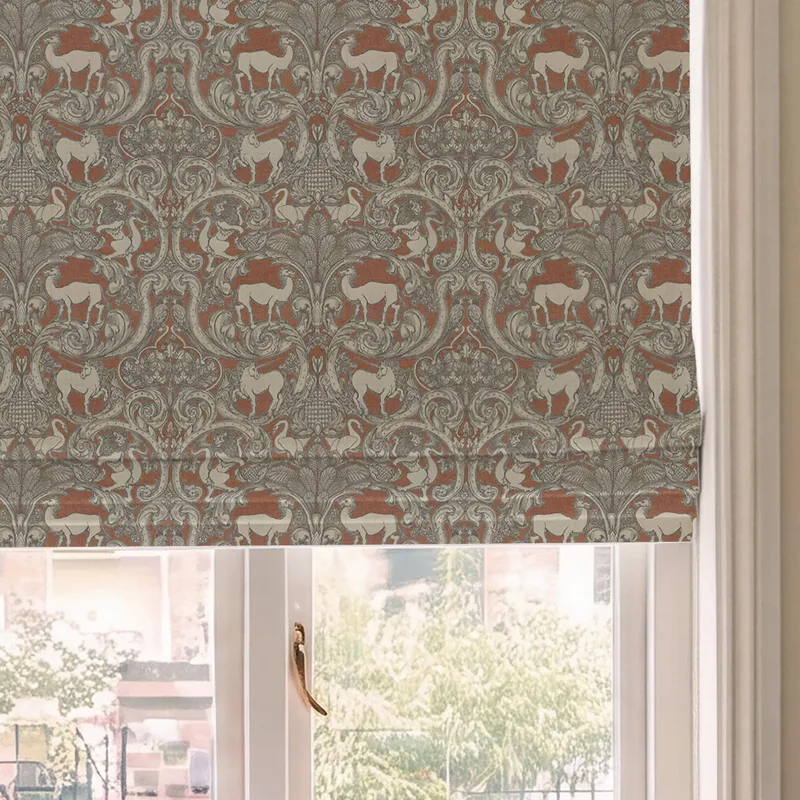 House Llewelyn-bowen Menagerie Artois Printed Made To Measure Roman Blind Scarlet