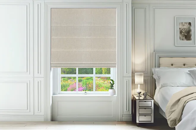 Octavia Cream - Designer Basketweave Roman Blind