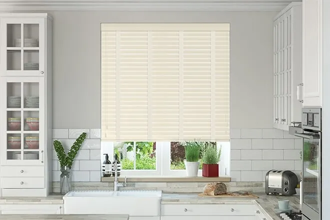 Charisma Ivory - Faux Wood Blind Vanilla Tape