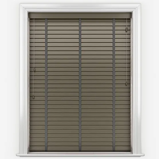 Aspect Taupe Grey With Light Grey Tapes Wooden Venetian Blinds