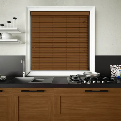 Amber Oak Wood Grain Faux Wood Blind