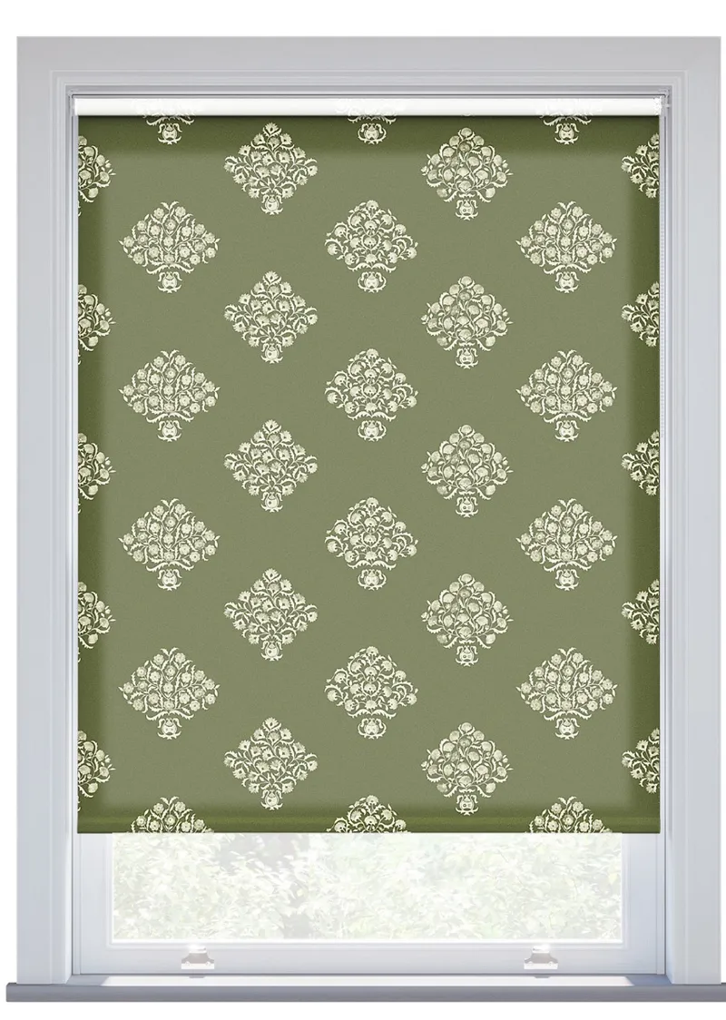 Jl X Sanderson Ottoman Flowers Forest Green Roller Blind