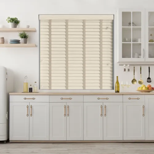 Scandi Oak Faux Wood Grain Blind With Light Beige Ladder Tapes