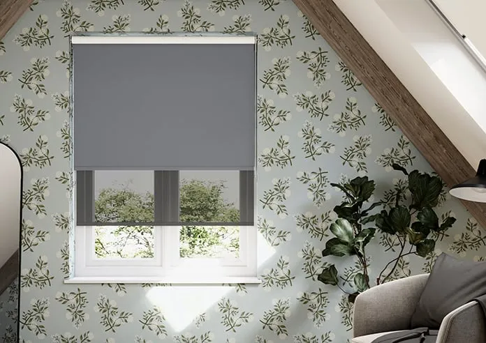 Rimini (Blackout) Storm Cloud & Optima Black - Double Roller Blind