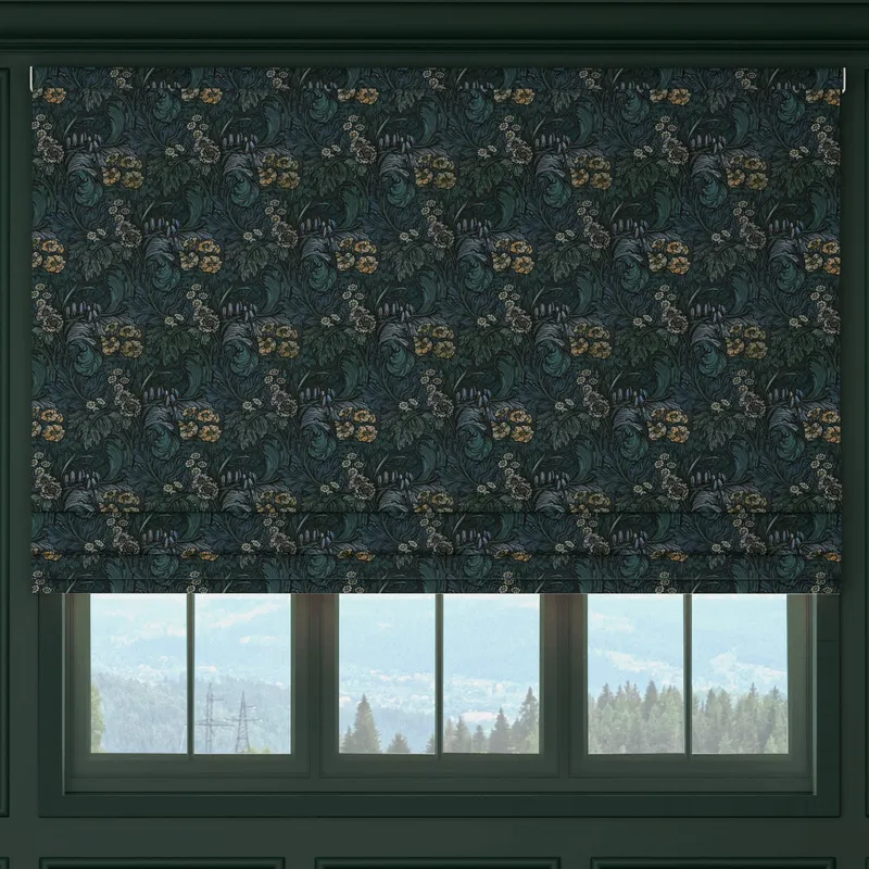 House Llewelyn-bowen Hedgerovia Printed Velvet Made To Measure Roman Blind Verdigris