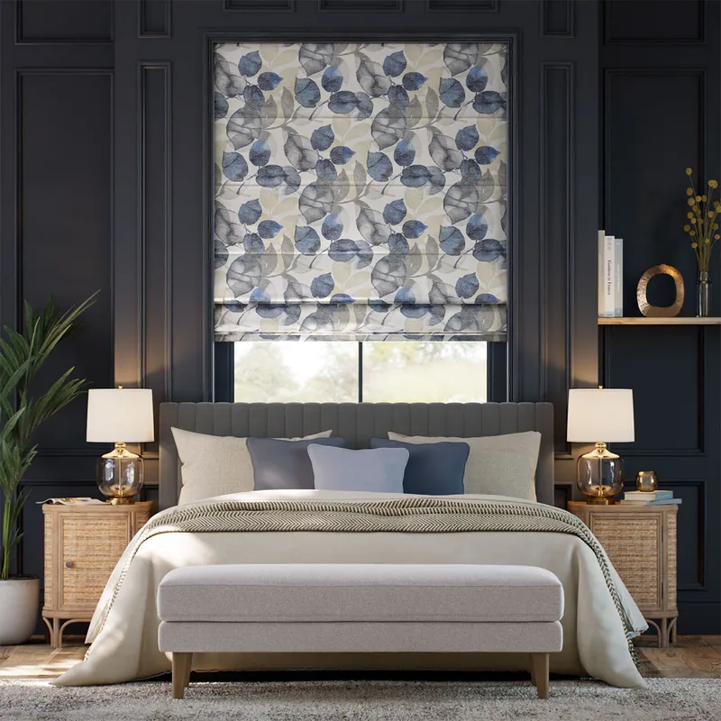 Blakely Faux Silk Indigo Roman Blind
