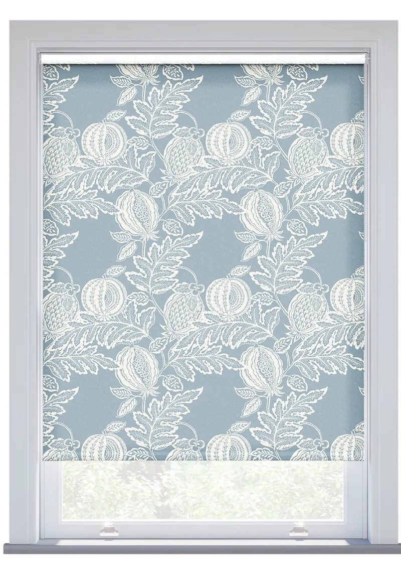 Jl X Sanderson Cantaloupe Menai Blue Roller Blind