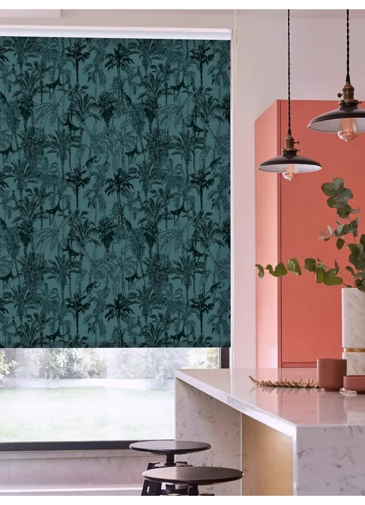 Amazon Teal Tropical Roller Blind By Boon &Amp; Blake