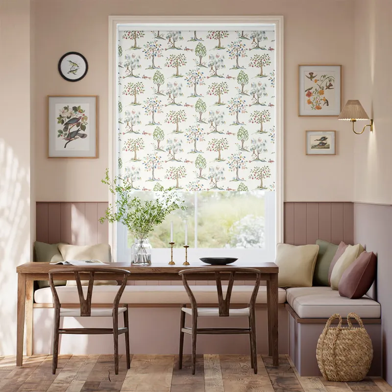 Monkey Tree Green Red & Blue Roller Blind