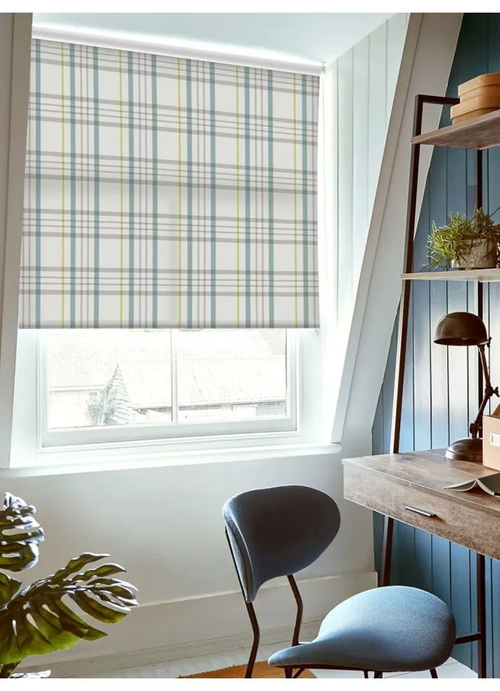Devon Check Teal Roller Blind