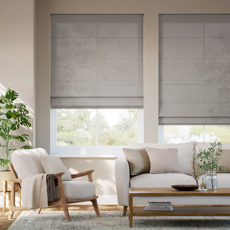 Lumiere Unlined Hutton Taupe Roman Blind