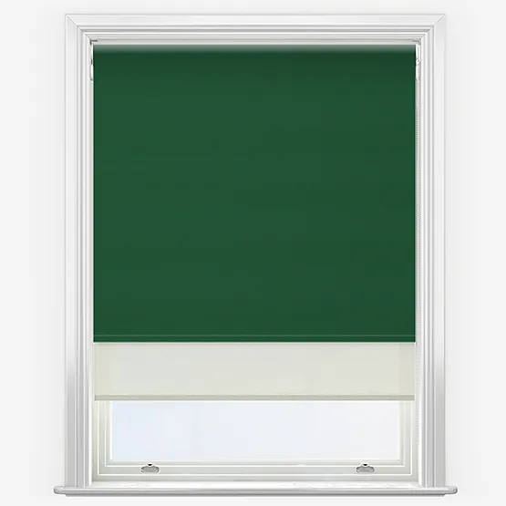 Double Roller Supreme Blackout Forest Green & Cream Double Roller Blind