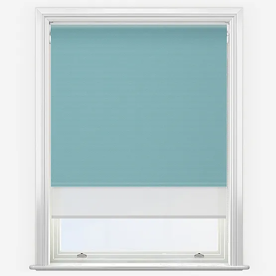 Double Roller Supreme Blackout Ocean Green & White Double Roller Blind