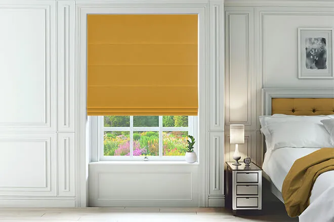 Omni Mustard - Velvet Twist Fit No Drill Roman Blind