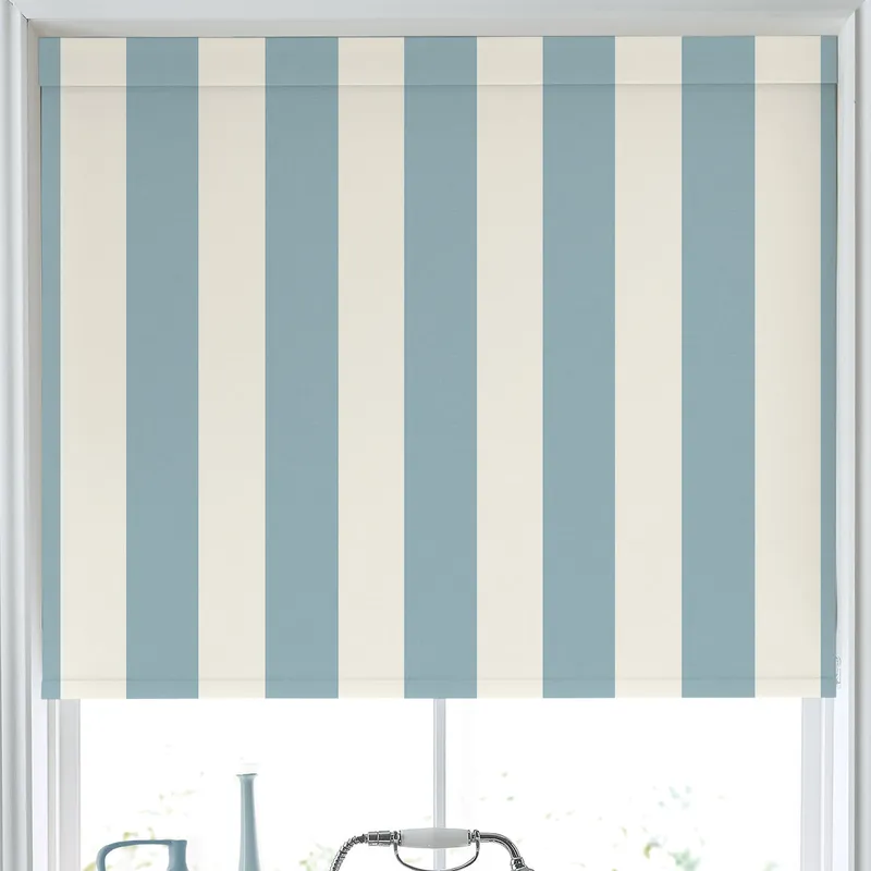 Laura Ashley Lille Stripe Made To Measure Blackout Roller Blind Seaspray