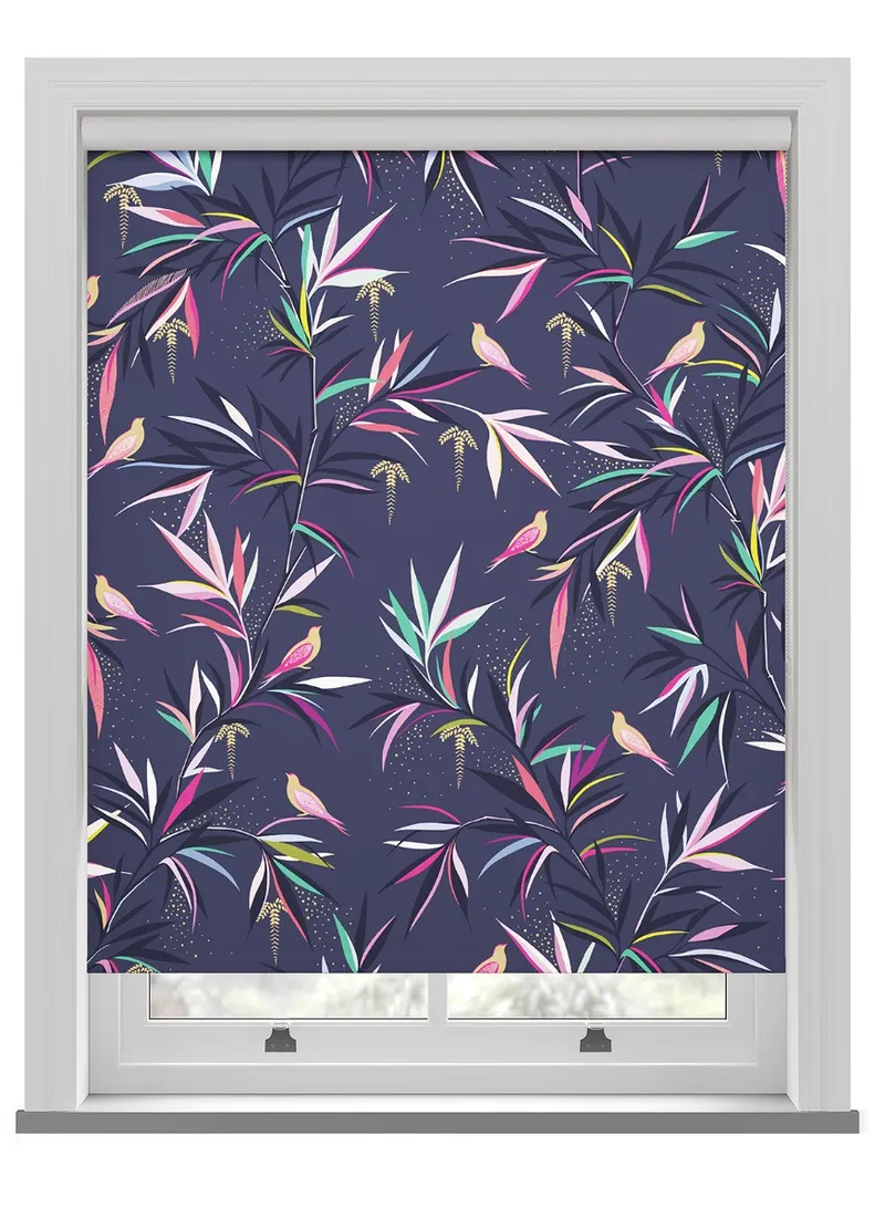 Sara Miller Bamboo Smokey Blue Roller Blind