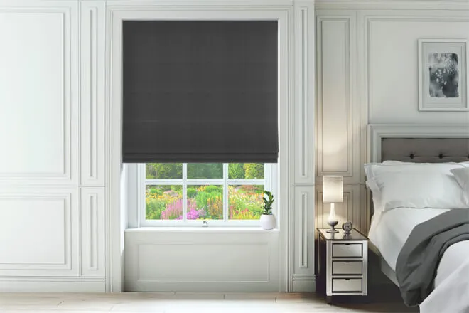 Dion Charcoal - Brushed Faux Silk Roman Blind