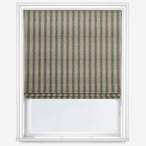 Emily Bond Block Printed Stripe Blue & Green Roman Blind