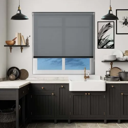 Origin Rock Grey Black Bottom Bar Roller Blind