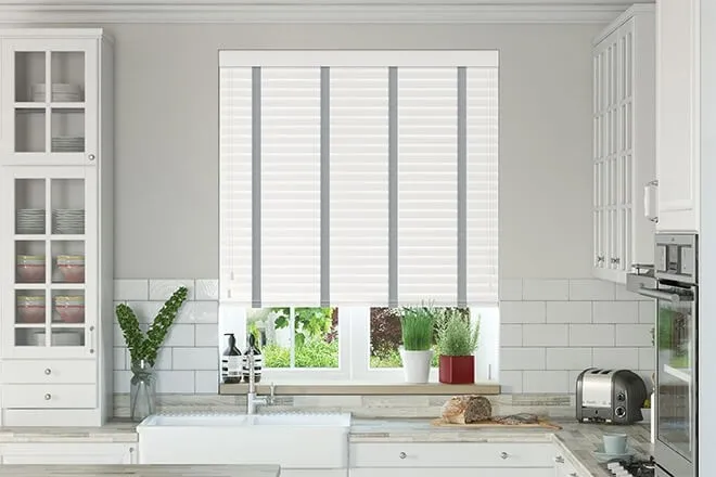 Charisma White - Faux Wood Blind Steel Tape